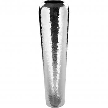 Dekovase FINK TUTZI, mit gehämmerter Struktur, Vasen, Größe: H: 90 cm Ø 24 cm, silberfarben, Vase aus Metall, vernickelt, Bodenvase