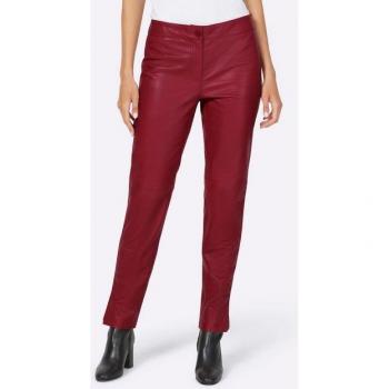 Lederhose HEINE Frauen 36 Rot – Langhosen aus Lammnappaleder, 74 cm Innenbein
