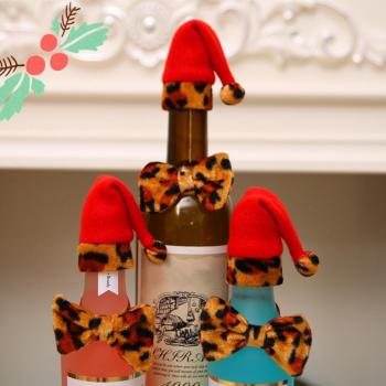 Xmas Party Leopard Wine Bottle Decor