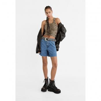 Stradivarius Frayed edges Bermuda shorts Blue denim 6
