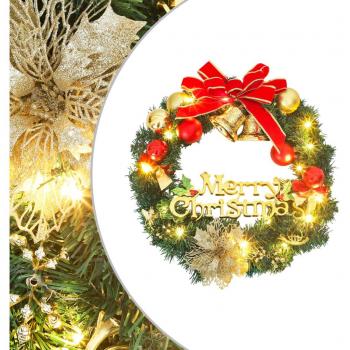 VidaXL 60 cm Weihnachtskranz mit 35 LEDs in Grün