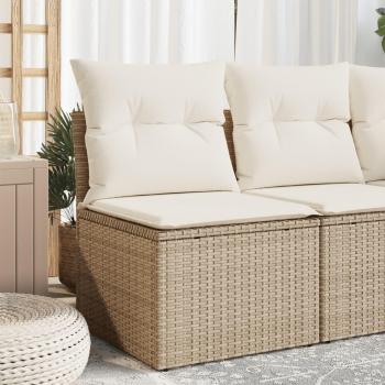 Vida XL Patio Seat – Beige Poly Rattan with Built‑In Cushions