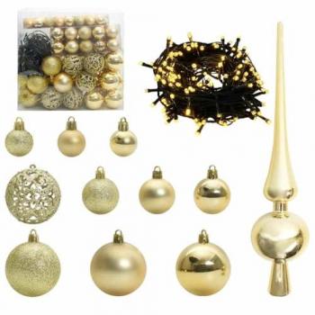 Kit de boules de Noël dorées avec 300 lumières LED