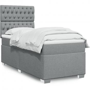 Boxspringbett VidaXL Lanita – 100 x 200 cm, hellgraue Oberfläche, Matratze inklusive