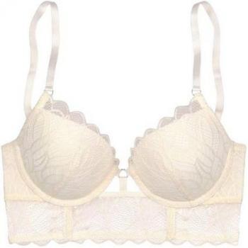 Tissu de soie brodé, soutien push‑up – Beige