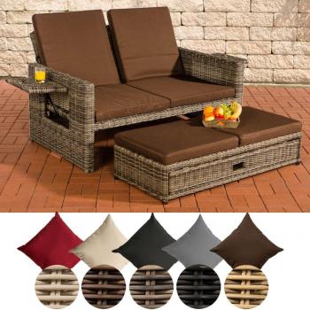 CLP Gartenlounge Ancona 5 mm – Rattan‑Farbe Grau, Bezug Terrabraun