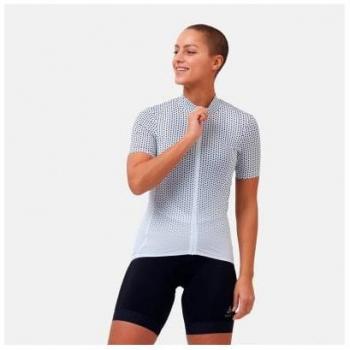 Odlo Maillot de Ciclismo Mujer Collar Cerrado Zero Weigh Blanco-Negrita