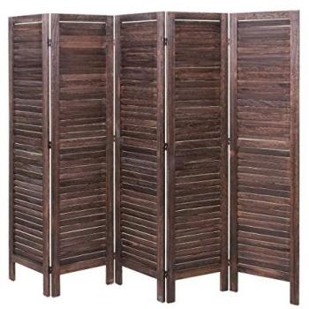 Paravent décoratif HWC-G30 170x200cm marron shabby chic