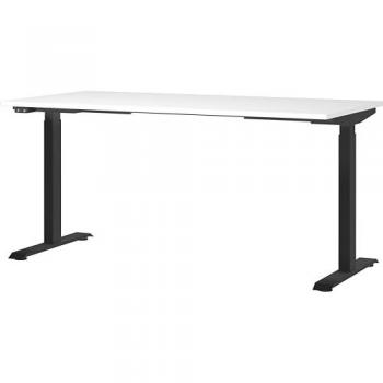 GERMANIA JET höhenverstellbarer Schreibtisch weiß rechteckig, T-Fuß-Gestell schwarz 160,0 x 80,0 cm weiß
