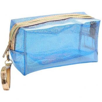 Sac cosmétique transparent noir rose-rouge pour voyage