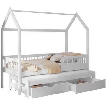 Letto Henderson 166 Bianco Legno 87x186x185cm, Singolo 80x180 con Pull‑Out