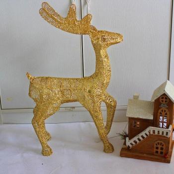 Décorations de Noël cerf en fer forgé avec voiture lumineuse