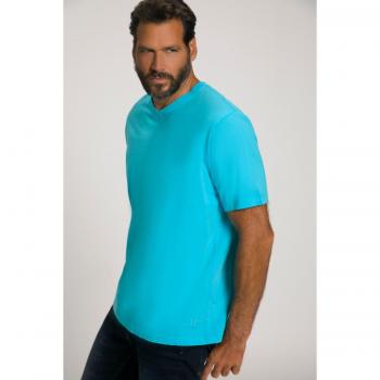 JP1880 Plus Size Men's Short Sleeve V-Neck Tee, Turquoise, 3XL, Cotton