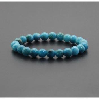 Bracciale 8 mm Apatite Blu con Accento di Agata Unisex