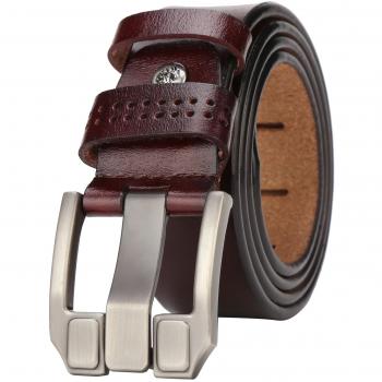 BISON DENIM Ceinture en cuir homme boucle ardillon antique noir marron 115 cm