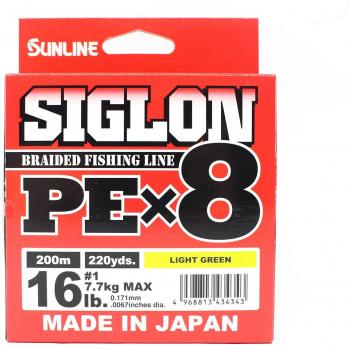 Línea de pesca Sunline PE X8 Siglon 200M 16LB Verde Claro