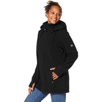 Polarino Fleecejacke mit Kapuze, schwarz, Größe 48