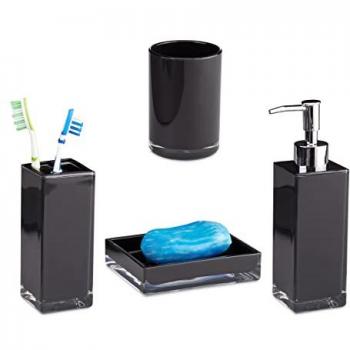 Schwarzes Badezimmeraccessoires Set, 4-teilig