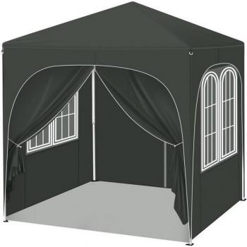 Tonnelle pliante WOLTU 2x2 m – Pergola barnum, 4 côtés, hauteurs variables, imperméable et UV‑résistante, gris