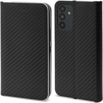 Tasca Magnetica MOOZY – Cover flip in nero carbone per Samsung A54 5G