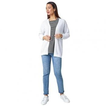 Women's White Cotton Waffle Knit Cardigan – Roman 18