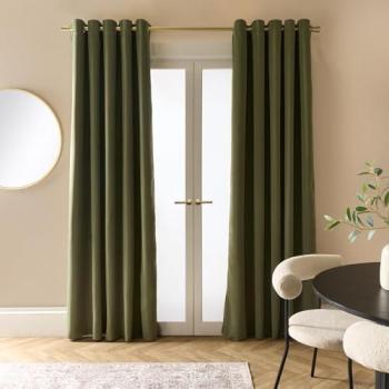 Night Lock Olive Curtains – 117 cm Width, 183 cm Drop