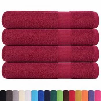 Cestino di Asciugamani Rosso Bordeaux 4 pz 100x200 cm 360 gsm 100% Cotone