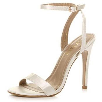 Bare‑There Satin Heel Anklets in Ivory – Women's 3