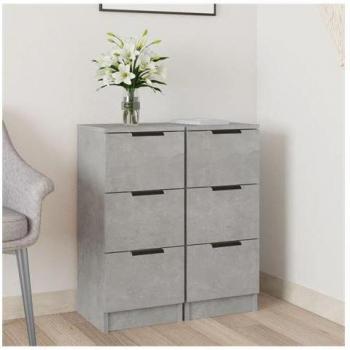 Credenza Duo in Legno Multistrato, Colore Grigio Cemento, Dimensioni 30x30x70 cm