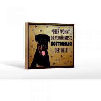 Rottweiler Holzschild mit Spruch 18x12 cm