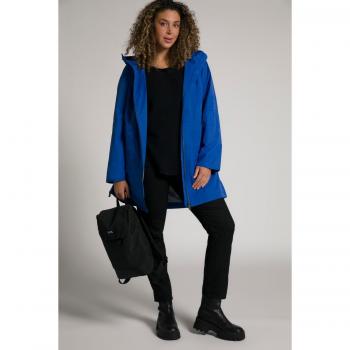 Giacca impermeabile donna, cappuccio, tasche posteriori, Blu, Taglia 48/50, Poliestere