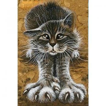 Patchwork diamanté 5D : chat aux pattes allongées