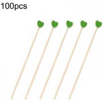 Palitos de cóctel de madera con cuentas, 100 uds