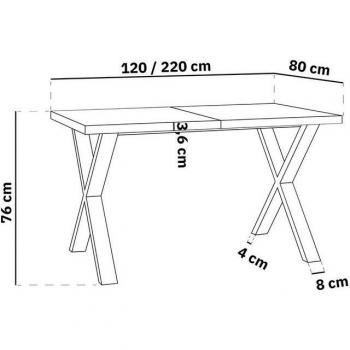 Table rectangulaire extensible Blake – Style moderne – Pieds noirs