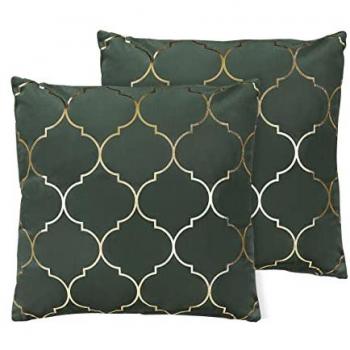 Set di 2 cuscini decorativi in velluto verde con motivo marocchino 45 x 45 cm Alyssum