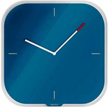 Horloge murale Cosy en verre bleu Leitz