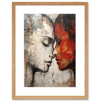 Emotional Connection: Artery8 9x7” Thick Paint Oil Print for Couples