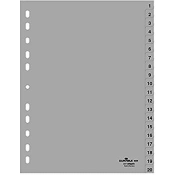 Intercalaires 1-20 A4 en plastique gris