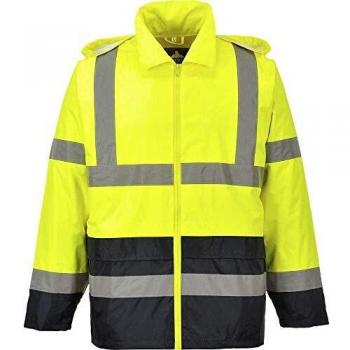 Portwest H443 Hi-Vis Classic Contrast Rain Jacket, Small, Yellow/Black