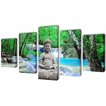 VidaXL Canvas Wall Print Set Buddha 200 x 100 cm