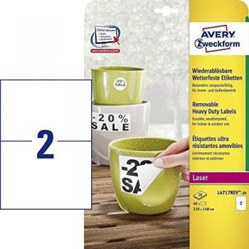 AVERY Zweckform wetterfeste Etiketten, 210x148 mm, ablösbar