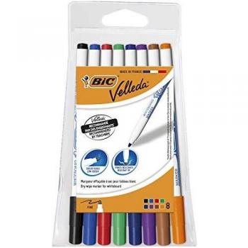 BIC Velleda 1721 Marker für Tafel, 8 Farben, rund und fein
