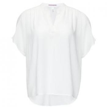 S.Oliver QS Damenbluse – Loose Fit, Kurze Ärmel, Überschnittene Schultern, 38