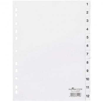 Intercalaire Numérique de Classement en Polypropylène Blanc Portrait A4 230mm