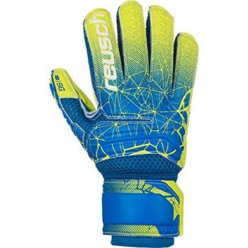 Reusch Kids Fit Control SG Handgelenkschutz mit Fingerstütz, Blau/Lime, Größe 7
