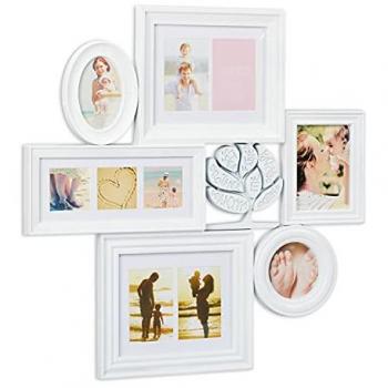 Cornice Portafoto Relaxdays per 10 Foto, Bianco, 6 Misure Diverse