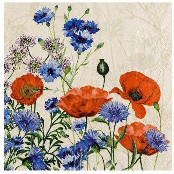 Serviette Wilde Mohnblumen