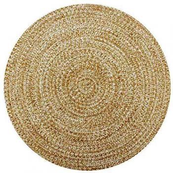 Sonata Handmade Jute Rug White and Natural 90 cm