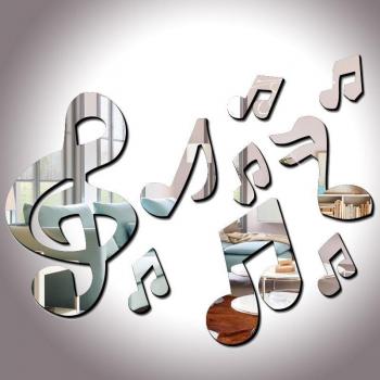 3D Musical Notes Mirror Wall Stickers