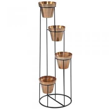 KADIMA DESIGN Blumenständer Gold/Schwarz, 40x109x40 cm, 4 Töpfe